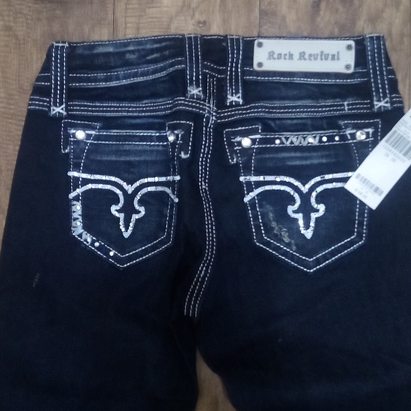 Rock Revival Women's 26 Erin Easy Skinny Embellished Shimmer NWT Inseam 32 - Picture 7 of 10